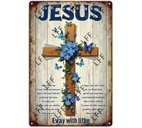 XJPXFQ Vintage Tin Sign - Jesus Is My God Poster - Wall Art For Home Or Office Decore Poster For Spiritual - Metal Plaque 8 Inch X 12 Inch