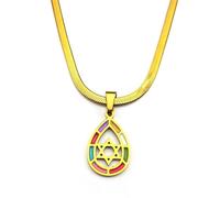 XJPXGIND 2024 Trend Hexagram Jewish Necklace for Women Men Enamel Gold Color Star of David Amulet Chain Jewelry Gifts