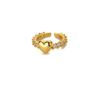 XJPXGIND Anillos abiertos de corazón de color dorado para las mujeres Hombres Anillo de compromiso de boda de circonio cúbico blanco Joyería femenina Regalo Regalos de moda