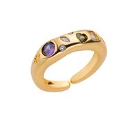 XJPXGIND Anillos de dedo de corazón de circón para las mujeres Anillo irregular de color dorado Engaement Boda Joyería estética Regalo de niñas Regalos de moda