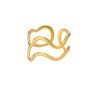 XJPXGIND Anillos huecos de onda geométrica para las mujeres Anillos de pareja de boda de color dorado abierto Joyería masculina Regalo de fiesta Regalos de moda