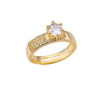 XJPXGIND Anillos Redondos Para Las Mujeres Circón Geométrico Color Dorado Anillo De Cristal Estética Fiesta De Bodas Joyería Regalo Bague Femme Regalos De Moda