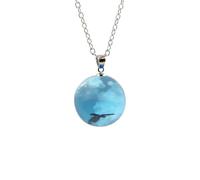 XJPXGIND Chic Transparent Resin Rould Ball Moon Pendant Necklace Women Blue Sky White Cloud Chain Necklace Fashion Jewelry Gifts