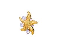 XJPXGIND Circón Azul Estrella de Mar Anillos Abiertos Para Las Mujeres Color Dorado Imitación Anillo Perla Fiesta De Boda Verano Joyería De Playa G Regalos De Moda