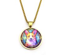 XJPXGIND Cute Corgi Dog Pendant Necklace For Men Women Glass Silver Color Animal Puppy Lover Miss Pet Chain Jewelry Gifts