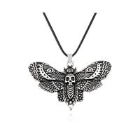 XJPXGIND Death Moth Necklace Pendant Chain Sugar Skull Gothic Butterfly Rock Emo Goth Silver Color IGIRL Indie Collar Jewelry Friend Gift