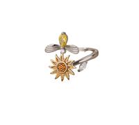 XJPXGIND girasol giratorio abeja anillo abierto mujer encanto estético cristal ajustable anillo abierto joyería regalo de navidad femme regalos de moda