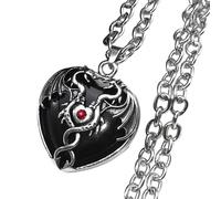 XJPXGIND Goth Double Dragon Heart Black Stone Necklace Men Women Star Girl Y2k Necklaces Halloween Jewelry Gift