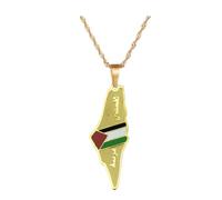 XJPXGIND Israel Palestine Country Map Flag Pendant Necklace for Men Women Necklaces Jewelry Gifts