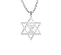 XJPXGIND Jewish Menorah Star of David Pendant Necklace for Men Judaica Faith Hanukkah Lamp Amulet Jewelry Gifts