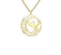 XJPXGIND Mythological Animals Phoenix Necklace Powerful Totem Celtic Crescent Moon Protection Amulet Jewelry