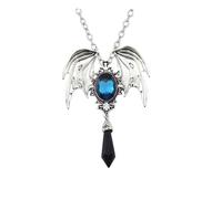 XJPXGIND New Goth Halloween Necklace Blue Crystal Vampire Bat Pendant Blue Black Crystal Choker Necklace Punk Jewelry