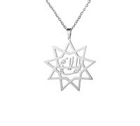 XJPXGIND Nine Point Bahai Bahaism Star Necklace Persian Calligraphy Farsi Parsi Pendant Jewelry