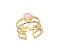 XJPXGIND Nueva Estrella de la Moda Anillo de Apertura de Piedra Natural para las Mujeres Niña Ópalo Multicapa Anillos Ajustables Joyería Regalo Regalos de Moda