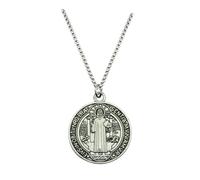 XJPXGIND Saint Benedict Medal Necklace Chains Catholic St Benedict Medallion Pendant Necklaces San Benito Jewelry