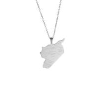 XJPXGIND Syria City Name Map Necklaces for Women Men Gold Silver Color Retro Syria Flag Pendant Jewelry Wholesale
