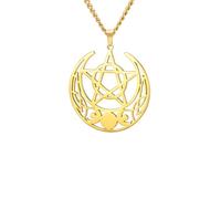 XJPXGIND Triple Moon Goddess Necklace Cresent Moon Pentagram Pentacle Protection Amulet Wiccan Pendant Jewelry