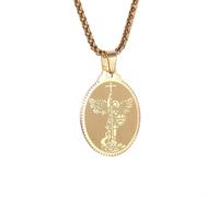 XJPXGIND unisex gothic necklace Archangel Saint Michael Men's Necklace God Christian Archangel Medal Cross Shield Pendant Amulet Jewelry congratulations gifts