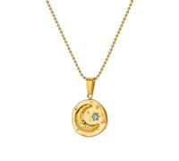 XJPXGIND unisex gothic necklace Blue Zircon Star Moon Necklaces for Women Gold Color Chain Collar Wedding Necklace Jewelry Accessories Gift congratulations gifts