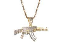 XJPXGIND unisex gothic necklace Exquisite Ice Out Full Zircon Ak47 Assault Rifle Pendant Necklace for Men Women Personalized Hip Hop Rock Party Jewelry Gift congratulations gifts