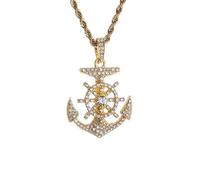 XJPXGIND unisex gothic necklace Hip Hop Ice Crystal Compass Rudder Pendant Necklace for Men and Women Sailors Fashion Charm Nautical Jewelry Gift congratulations gifts
