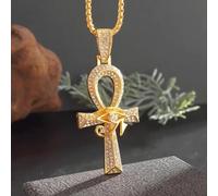XJPXGIND unisex gothic necklace Iced Out Eye of Horus Ankh Cross Pendant Ancient Egyptian Necklace Chain Protection Jewelry for Men Women Fashion Jewelry Gifts congratulations gifts