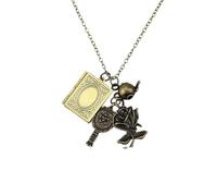 XJPXGIND unisex gothic necklace Movie Jewelry Magic Flower Necklace Rose Book Pendant His Beauty Her Beast Valentines Day Fairy Tale Victorian Gift congratulations gifts