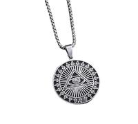 XJPXGIND unisex gothic necklace Mystical Eye of Providence Round Pendant Necklace for Men Women Vintage Masonic Manifesto Trend Jewelry Gift congratulations gifts