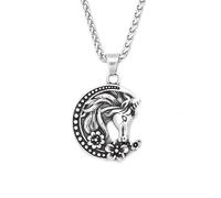 XJPXGIND unisex gothic necklace New Vintage Moon Horse Head Unicorn Pendant Necklaces For Men Women Fashion Amulet Jewelry Gifts congratulations gifts