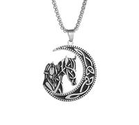 XJPXGIND unisex gothic necklace Popular Nordic Celtic Knot Moon Girl and Horse Pendant Necklace for Men Women Fashion Lucky Jewelry Gift congratulations gifts