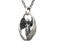 XJPXGIND unisex gothic necklace Retro Creative Personality Prayer Angel Pendant Necklace Men and Women Fashion Trend Hip Hop Punk Accessories Jewelry congratulations gifts