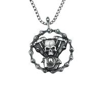 XJPXGIND unisex gothic necklace Retro Punk Style Mechanical Chain Engine Skull Disc Pendant Necklace for Men and Women Goth Jewelry congratulations gifts