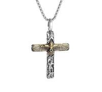 XJPXGIND unisex gothic necklace Retro Tang Grass Pattern Cross Green Zircon Flying Eagle Pendant Necklace for Men Women Good Luck Amulet Jewelry Gift congratulations gifts