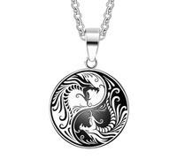 XJPXGIND unisex gothic necklace Silver Color Men's Necklace Double Dragon Pendant Necklace Classic Chinese Style Jewelry congratulations gifts