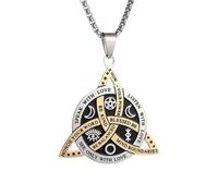 XJPXGIND unisex gothic necklace Vintage Celtic Trinity Knot Pendant Wiccan Witch Knot Moon Star Totem Necklace for Women Irish Lucky Jewelry congratulations gifts