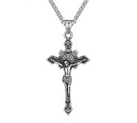 XJPXGIND unisex gothic necklace Vintage Cross Necklace For Men Women Fashion Biker Catholic Cross Jesus Pendant Necklace Amulet Jewelry Gifts congratulations gifts
