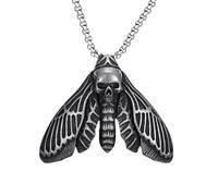 XJPXGIND unisex gothic necklace Vintage Death Head Skull Butterfly Moth Pendant necklace For Man Punk Good Detail Animal Amulet Jewelry Gift congratulations gifts