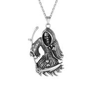 XJPXGIND unisex gothic necklace Vintage Death Scythe Skull Pendant Necklace Mens Gothic Grim Reaper Pendant Fashion Punk Biker Jewelry Wholesale congratulations gifts