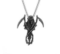 XJPXGIND unisex gothic necklace Vintage Goth Grim Reaper Scythe Skull Pendant Necklace for Men Boys Halloween Rock Party Punk Jewelry Gifts congratulations gifts