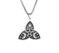 XJPXGIND unisex gothic necklace Vintage Sun Moon Star Irish Witch Trinity Pendant Necklace Men Women Fashion Lucky Amulet Jewelry congratulations gifts