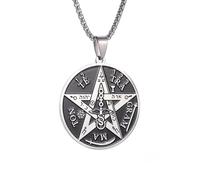 XJPXGIND unisex gothic necklace Vintage Wiccan Pentagram Pendant Jewish Hebrew Four Letters Jewelry for Men Charm Amulet Necklace congratulations gifts