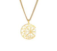 XJPXGIND Vegvísir Amulet Necklace Norse Jewelry Runic Compass Symbol of Protection and Guidance Talisman