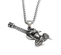 XJPXGIND Vintage Gothic Skeletons Playing A Guitar Pendants Punk Skull Rock Necklace Men's Biker Jewelry Gift Wholesale