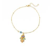 XJPXGIND Zircon Hamsa Mano Mal de Ojo Tobilleras para Mujer Cadena Ajustable Tobillera SummerLeg Pie Joyería Regalo Regalos de Moda