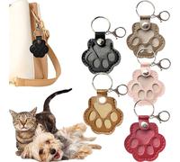 XJQ Leather Pet Memorial Keychain, Cat Dog Fur Keepsake Keyring, Jewelry Paw Design Pendant Memorial Storage Keepsake for Wallet Men Bag Mobile Phone Girls (5pcs-a)