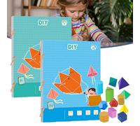 XJQ Pull String 3D Geometry Learning Book, 3D Geometry Learning Book with Braided Rope Design, Teach Volume & Surface Area Formulas with 9/12/15 Solids (12+15)
