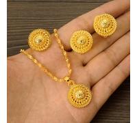 XJruixi 24K Gold Color Ethiopian Traditiona Newest Item Jewelry Sets Ethiopia Gold Eritrea Sets for Women Habesha Wedding party Gifts