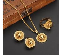 XJruixi 24K Gold Color Ethiopian Traditiona Newest Item Jewelry Sets Ethiopia Gold Eritrea Sets for Women Habesha Wedding party Gifts