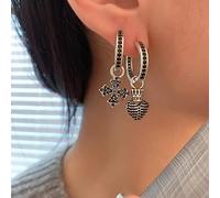 XJruixi 925 Silver Vintage Emerald Zircon Earrings for Women Fashion Creative Exquisite Earring Party Christmas Jewelry Gift
