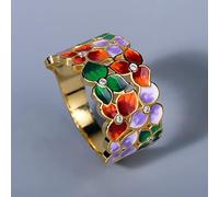 XJruixi Classic 925 Silver Ladies Ring Color Flower Ring Handmade Enamel Wedding Ring Drip Enamel New Jewelry Jade Ring Butterfly Ring